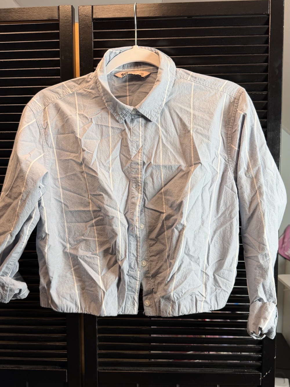 SO Light Blue Pinstripe Casual Button-Down Shirt